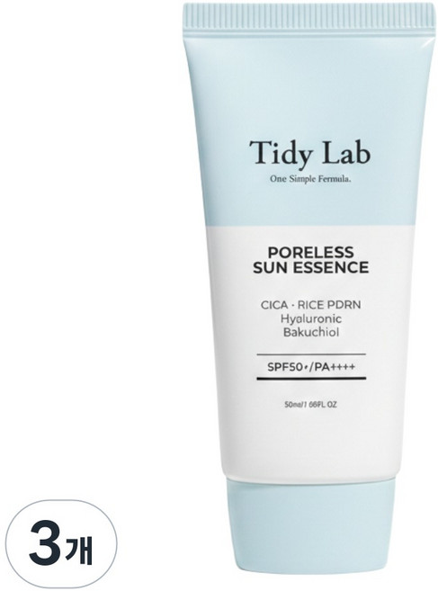 타이디랩 포어리스 선에센스 비건 CICA RICEPDRN 바쿠치올 (spf50+), 3개, 50ml
