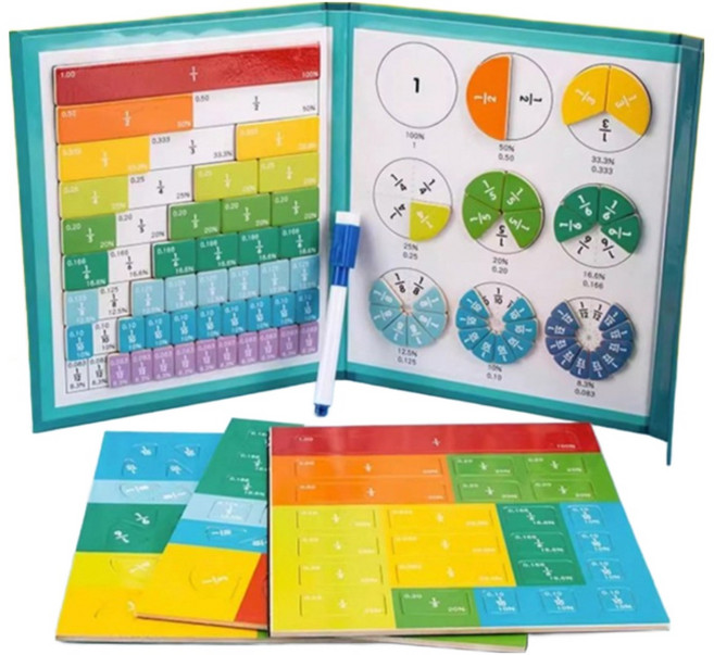 초등 분수 교구 연산 개념 도형 수학 공부 학습 놀이 연산 자석 학습기 원형 교구, 분수 학습기 1세트, 1개