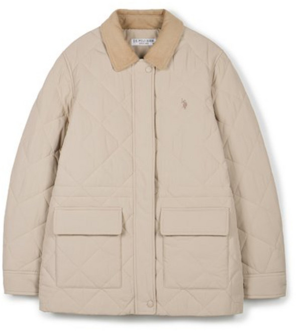 [U.S. POLO ASSN.] 여성 퀼팅패딩 점퍼_베이지