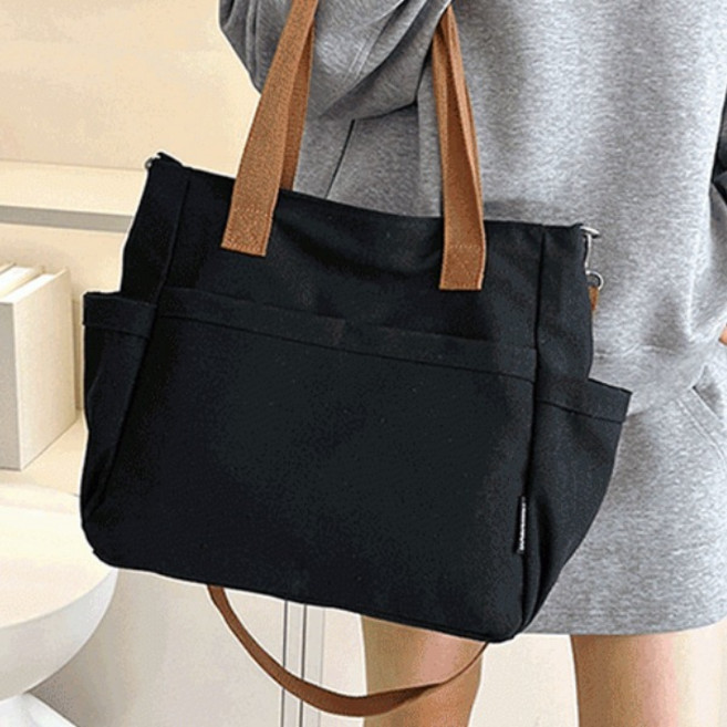 [POIPOI] 가방 다용도 캐주얼 패션 데일리 캔버스 백 숄더 토트 크로스 심플 컬러 에코 학원 학생 인쇄