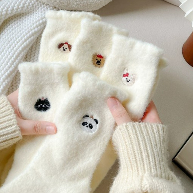 트리모아 여성용 털빠짐없는 편안한 무압박 임산부 보온 수면양말 5P