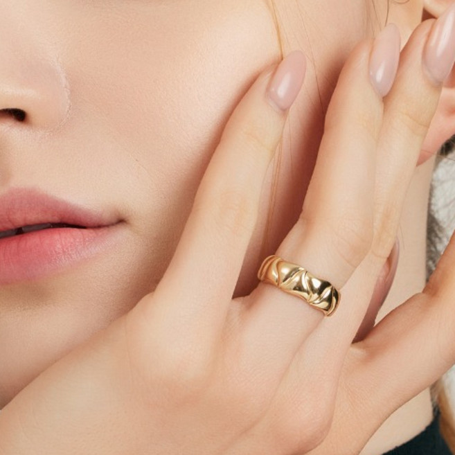 펠리체골드 18K 웨이브 반지 (+선물포장) 볼드 기념일 데일리 커플링 레이어드 웨이브 두꺼운반지 금 골드 우정반지