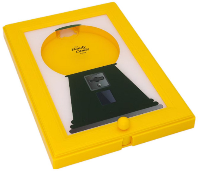 액자형 사탕캔디 디스펜서 검롤머신 캔디머신 견과류 시리얼 초코볼 사탕 뽑기 옐로우, 1개