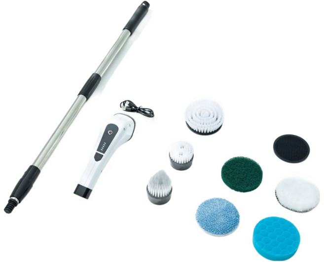 백화상점 화장실 욕실 무선 전동청소솔, 전동 청소솔+브러쉬7종+원형솔, 1세트, 혼합색상+원형솔