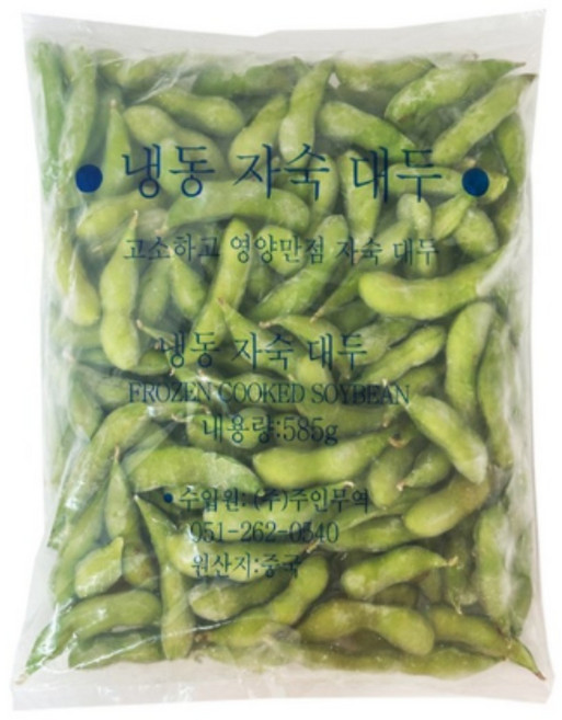 냉동 자숙 대두 콩 껍질콩 잡곡 농산물 풋콩 에다마메 완두콩 주전부리 안주용, 585g, 4개