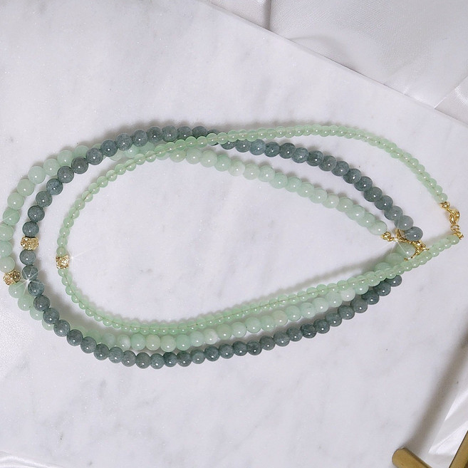 라리마주 수제작 여성 고급 천연 옥목걸이 프리미엄 경옥 버마산옥 청명한 맑은 옥수옥 그린옥 18K리얼골드필드 풍수 재물 풍요 건강 행운목걸이 부모님선물