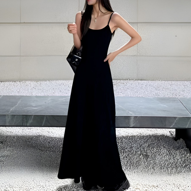 쁘띠엘라 여리핏 A라인 나시 롱 원피스