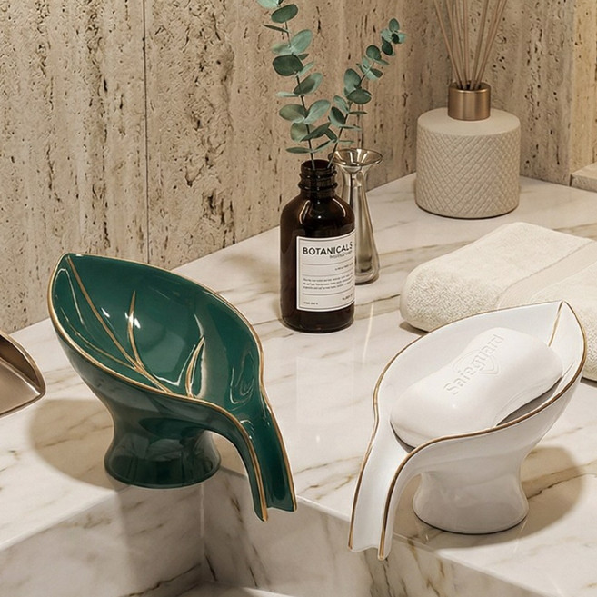 꾼스 욕실오브제 물빠짐 세라믹 세면대 비누받침대 무타공 화장실 비누 거치대, 화이트, 1개