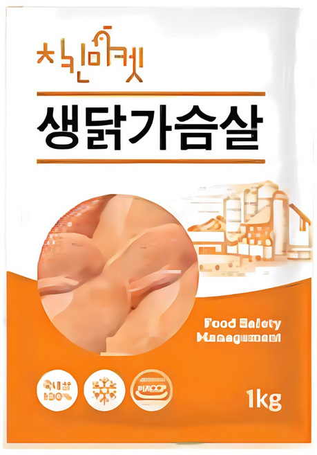 치킨마켓 국내산 냉장(신선) 생닭가슴살 5KG (1KG X 5팩), 5개