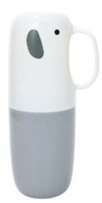 니즈엘 KC인증 어린이 칫솔 케이스 어린이집 휴대용 양치컵 세트, 빅코끼리_칫솔케이스(화이트), 1개