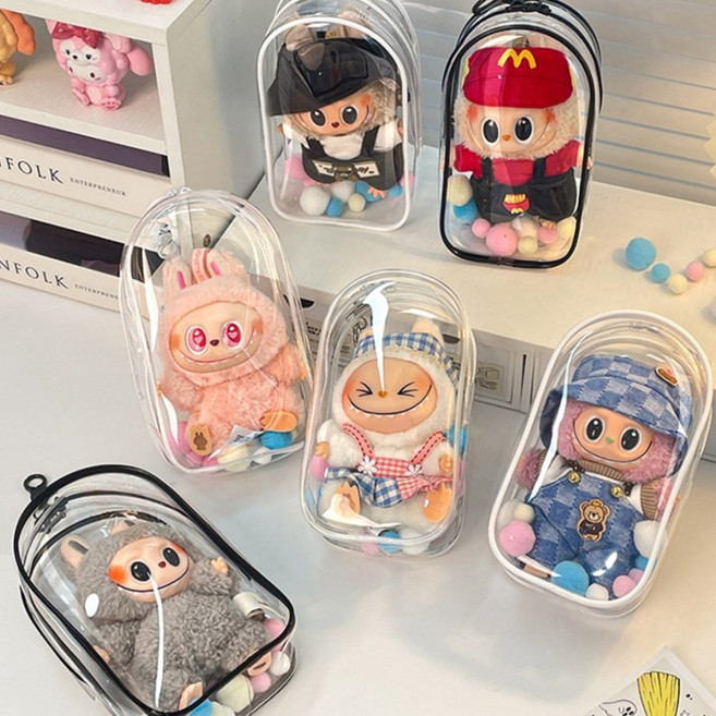 말랑문구 PVC 라부부 인형 투명 파우치 키링 화장품 에어팟 충전기 보관 케이스 (오전10시 당일발송)