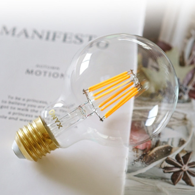 오닉스 더밝은 LED 에디슨전구 G80 8W 세트, 전구색, 4개, 전구색