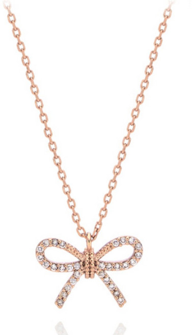 [끄란느] 14K GOLD PLATED 러블리 리본 목걸이 C24NB116