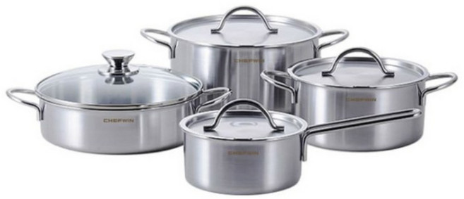 [쿠팡 단독 37% 파격 특가+멀티돔스티머 사은품 증정] 쉐프윈 304STS 베로나 냄비 4종 세트