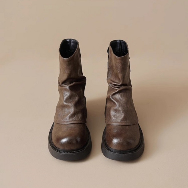 ANYOU 여성 부츠 워커 플랫폼 가죽부츠 여성 앵글부츠 5cm