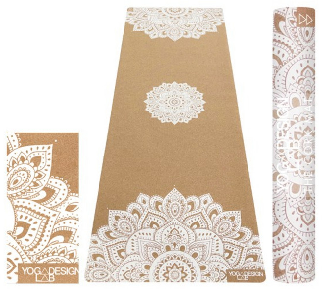 요가디자인랩 코르크 요가 매트 고무, 만다라 화이트, 1개