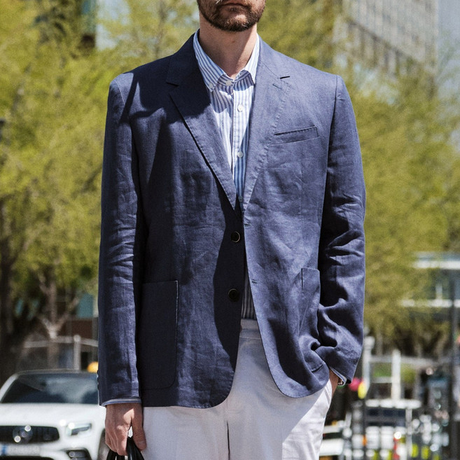 [STCO] 남성 린넨 프리미엄 자켓 클래식핏 블루