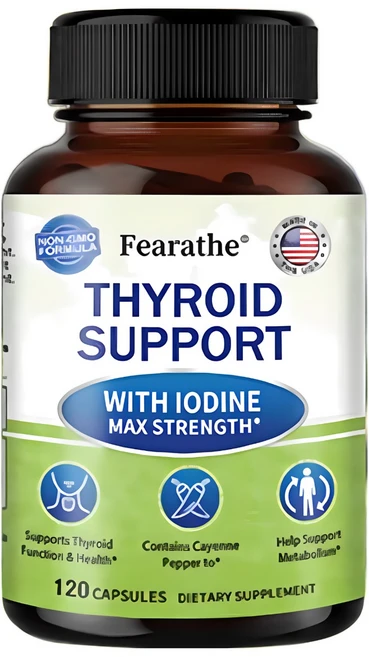 요오드가 함유된 갑상선 지원 보충제 - 신진대사를 촉진하는 에너지 및 집중 포뮬러 - 비건 및 비GMO - 비타민 B12 복합체 아연 셀레늄 아슈와간다 구리 파프리카 등, 1박스, 120정 - 쿠팡