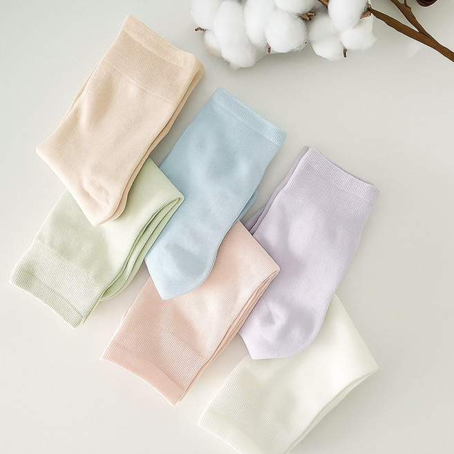 어나더원 여성 중목 사계절 면 양말 6켤레 세트