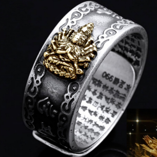 모디안 재물운 비휴 은반지 천수관음 불교 옴반지