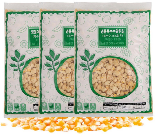 산들네이처 옥수수 알 튀김 맥주안주 술안주 옥수수튀김 옥수수알튀김 마약옥수수 3kg (1kg x 3봉), 3개