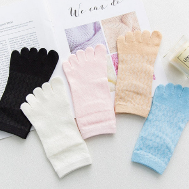 여성단목양말 마카롱컬러 벌짚 메쉬 발가락양말 5켤레 세트