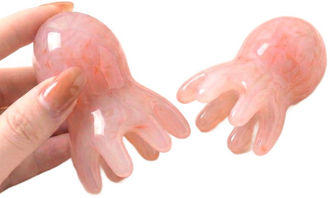 마레코 문어 괄사 미니 두피 마사지기, 핑크, 2개