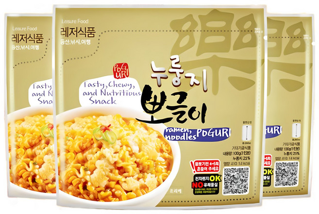 (5+1개 세트) 누룽지 즉석 뽀글이 비상식량 군대 PX 캠핑 봉지라면 탕비실 간식, 90g