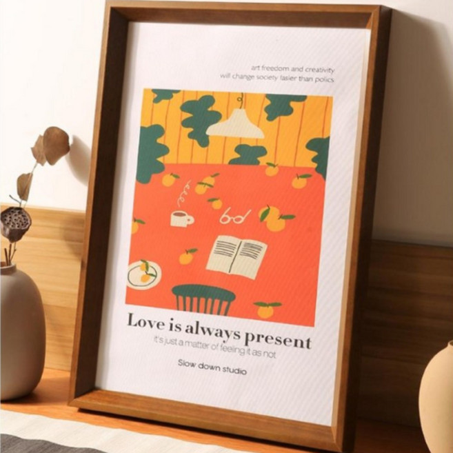 디모어 고급형 우드 원목 인테리어 액자 프레임, 진호두색