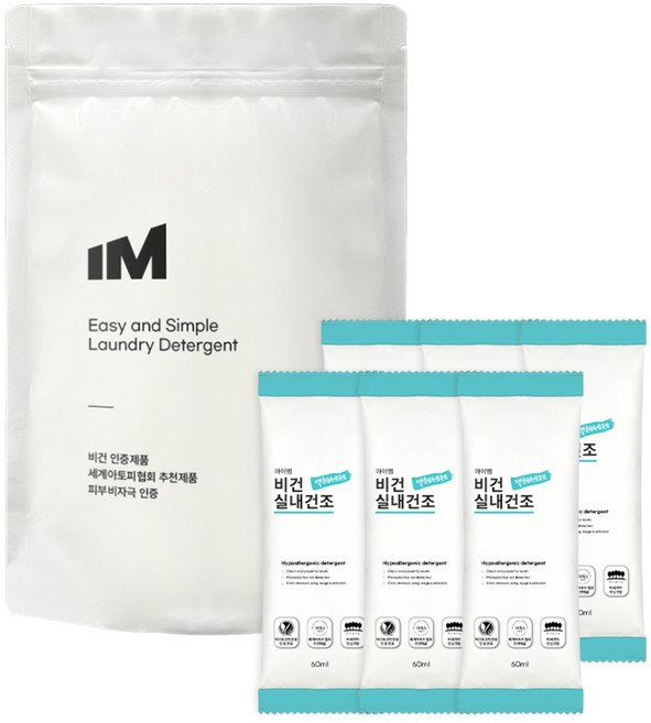 아이엠 실내건조 세탁세제 체리블라썸향 저자극 이지스틱 캠핑 여행 휴대용 파우치 세제, 6개, 60ml