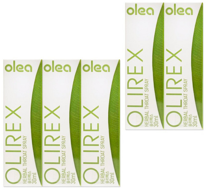 올레아 올리렉스 30ml 5개 허브목스프레이 올리브잎추출액 프로폴리스 페퍼민트함유 OLEA OLIREX