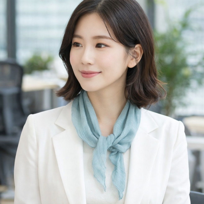 로튼 국산 스카프 면 코튼 무지 삼각 쁘띠 여름 스카프 심플 우아함 남성 여성 공용