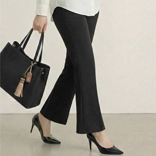 [A.I.P] 여성 세미 부츠컷 슬랙스 밴딩 팬츠 구김적은 스판 빅사이즈 국내생산 봄 가을 바지 66 77 88 키작녀 바지