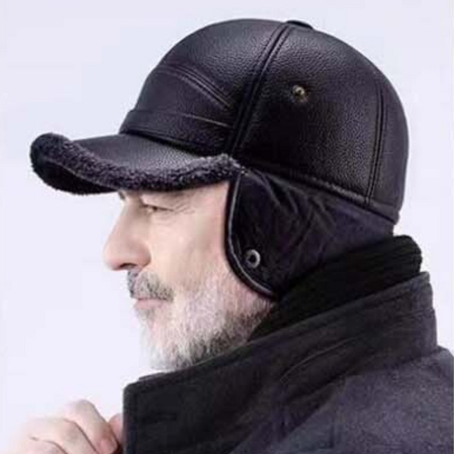 [인사이드몰] 귀덮개 고급 캡모자 겨울 중년 남성 귀마개 모자 방한 기모 털모자 작업 낚시