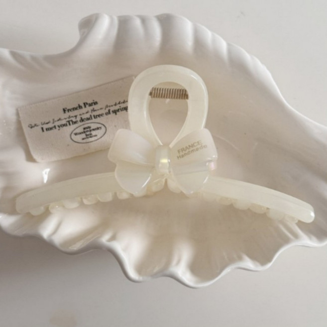 루비앤 프랑스핀 고급 셀룰로오스 리본 대형 13cm 올림머리 반머리 헤어 집게핀