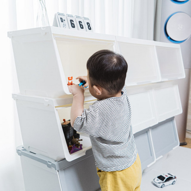 국내생산 2+1 슬라이딩 리빙박스 기저귀 장난감 정리함 수납장, 슬라이딩-화이트/2+1특대형 (총3개), 화이트, 1세트