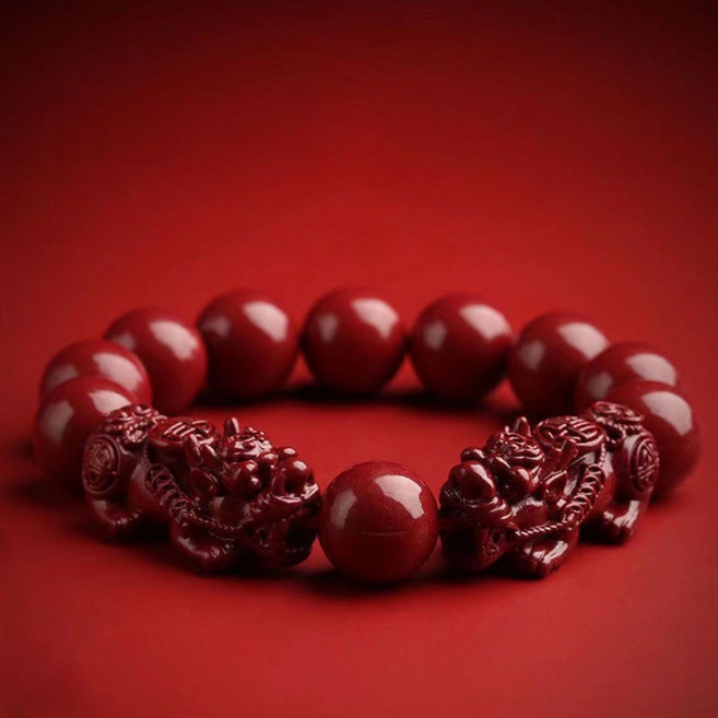 sambuever 경면주사 쌍비휴 염주 팔찌 원석 행운 부적 액막이 불교 금전운 재물운 좋은기운 행운팔찌 자금사 액운막이 삼재 주사 팔찌 + 사은품