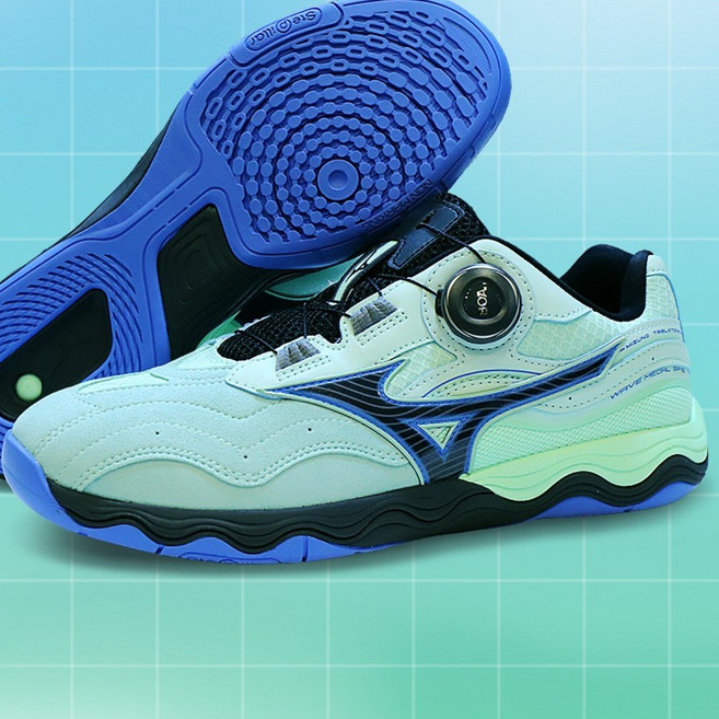 미즈노 인도어 운동화 웨이브 메달 SP5 탁구화 (블루민트블랙) 81GA241221 + 발패치1박스