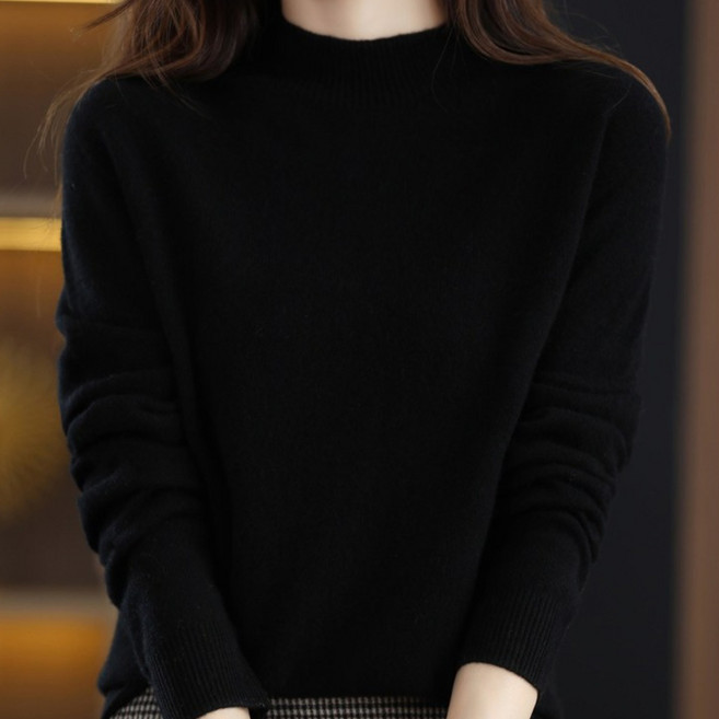 디한스 여성 캐시미어 터틀넥 부드러운 와이드 반목폴라티