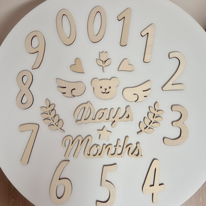 뉴본촬영 30일셀프촬영 50일셀프촬영 우드토퍼 세트 아기 셀프촬영소품, 1세트, 곰 날개