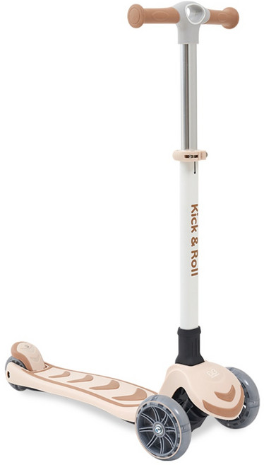 베네베네 킥앤롤 광폭 LED 폴딩 유아 아기 어린이 킥보드 스쿠터 접이식 씽씽카, 브라운, 1개