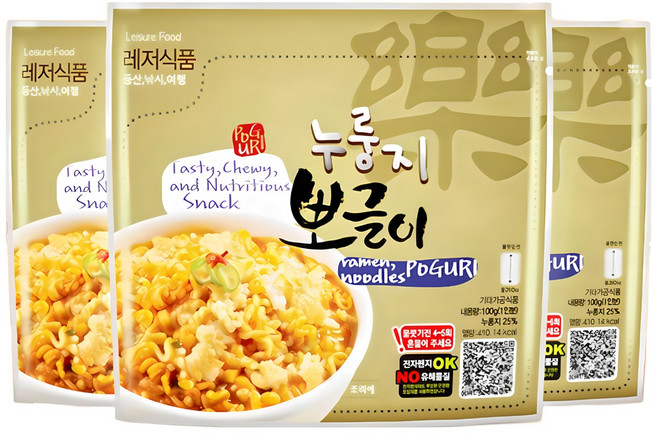 (10+1개 세트) 누룽지 즉석 뽀글이 군대 PX 캠핑 봉지라면 탕비실 간식 100g, 11개