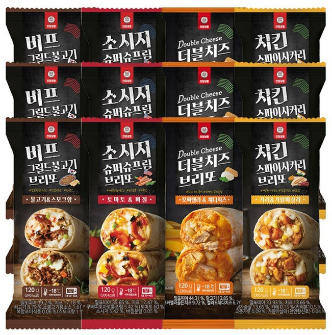 [본사직영] 천일식품 브리또 4종 혼합 패키지, 12개, 120g