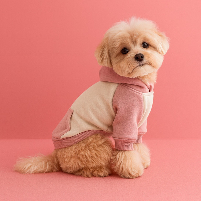 네쎄시드 반려견 후드티 데일리 강아지옷, 1개, 라이트 핑크