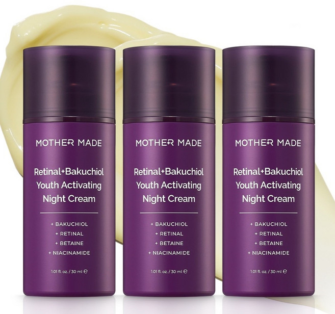 마더메이드 바쿠치올 레티날 비타민A 나이트 크림 저자극 레티놀 탄력크림 아이크림 슬로우에이징 주름개선 피부장벽강화, 3개, 30ml