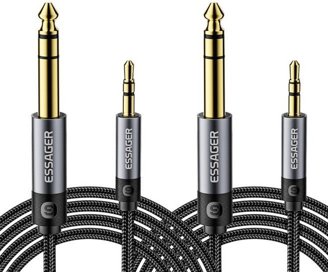 Essager 3.5mm to 6.5mm TRS 오디오 케이블 2개입, 1.2m, 2개