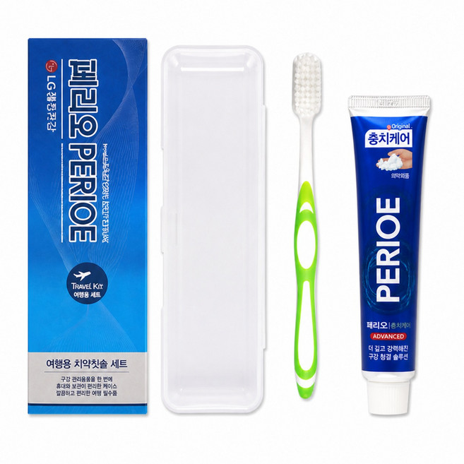 휴대용 페리오 치약 + 미세2중모 칫솔 + 투명케이스 세트, 50g, 1개