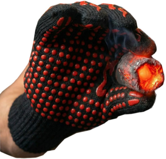 숯불내열 장갑 목탄불 바베큐 오븐 논슬립 방열장갑, 1세트, 블랙