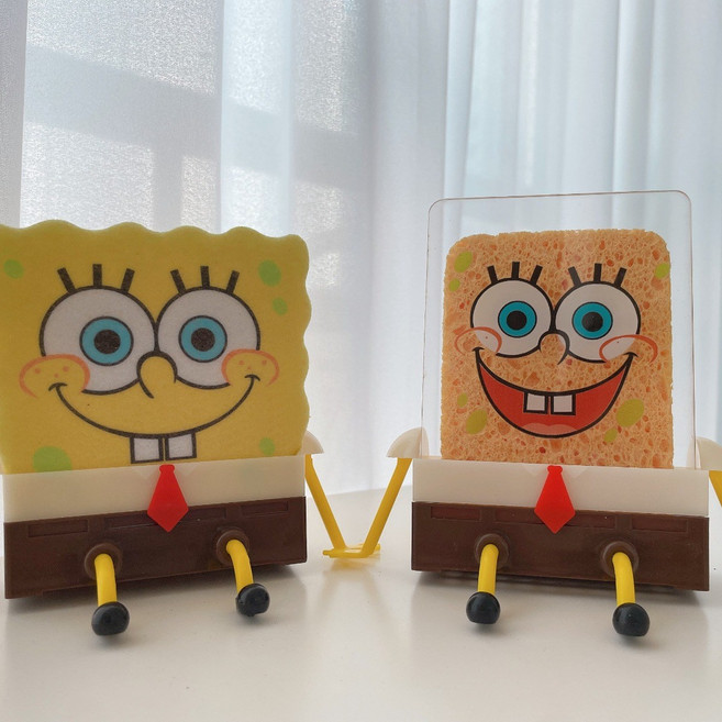 앤드버튼 스폰지밥 수세미 홀더+수세미 4개 세트, 1개