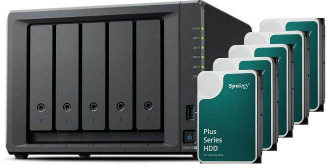 시놀로지 나스 DS1525+ NAS 5베이 20TB (HAT3300-4TBx5) 정품하드포함 레이드구성 무료지원